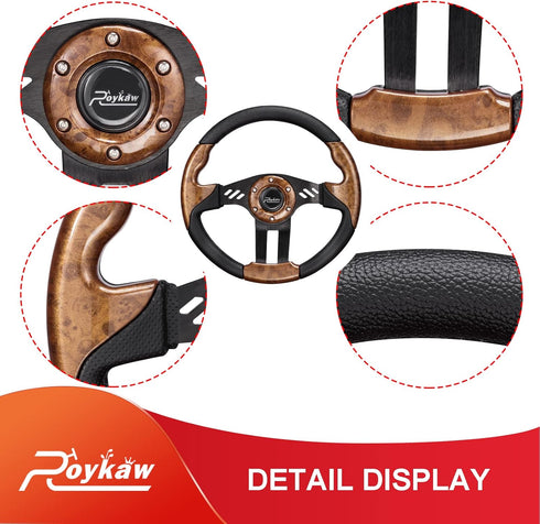 Roykaw Golf Cart Steering Wheel Compatible with EZGO TXT/RXV, Club Car DS/Precedent/Tempo, Yamaha and Most Golf Cart