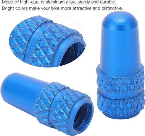 RiToEasysports 2Pcs Aluminium Alloy Bike Valve Stem Accessories for Mountain Bike, Road Bike (Light Blue) and Spare