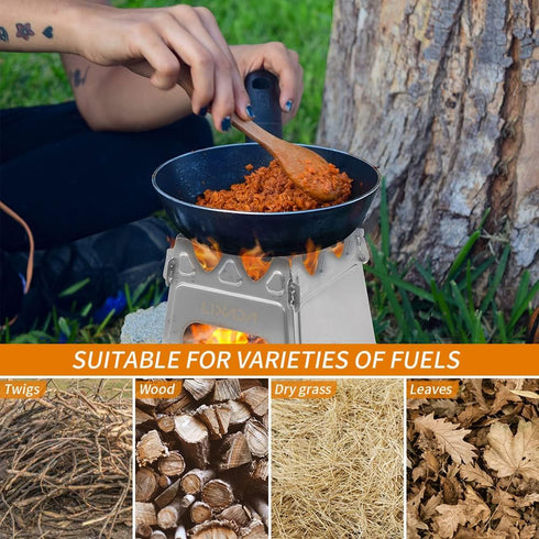 Lixada Portable Camping Stove - Lightweight Titanium Wood Burning Stove for Outdoor Cooking and Hiking