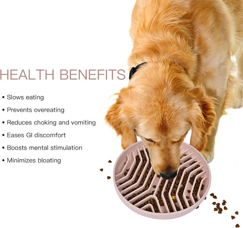 Puzzle Silicone Slow Feeder Dog Bowls, Anti-Choking Design, Non-Slip, Reduces Boredom, Ideal for Medium Small Pets