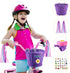 Kid's Bicycle Basket Streamers Set, Wicker Handlebar Basket with Colorful Streamers, Bell, Stickers