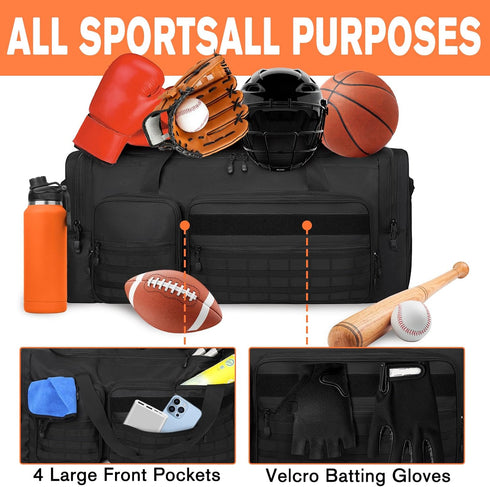 130L Goloni Heavy Duty Large Duffle Equipment Bag,Catchers Gear Bag with Shoe Compartment,Baseball Duffle Bag