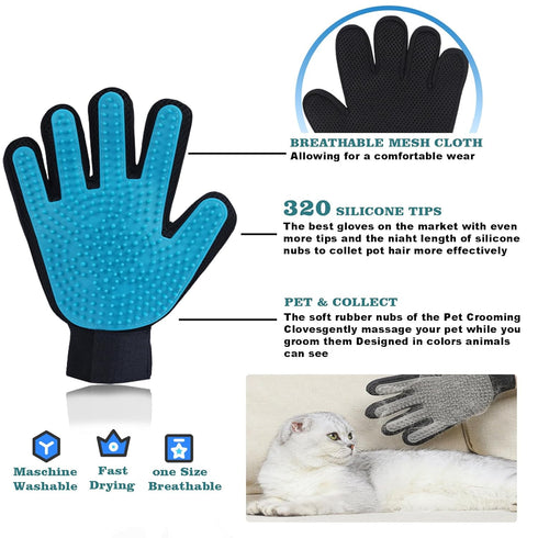 4Pcs Dog Shower Grooming Kit - Soft Silicone Pet Shampoo Massage Dispenser and Grooming Shower Brush