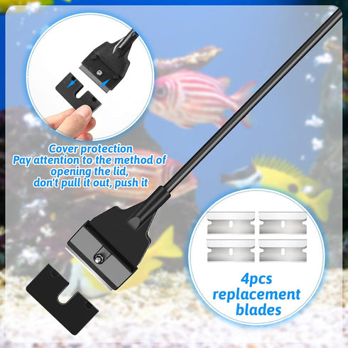 Honoson Aquarium Scraper, Algae Scraper for Glass 21.65" Aquariums, Cleaner Tool Kit with 5 Blades.
