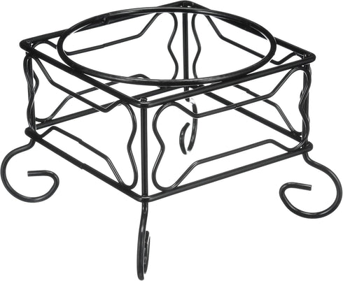 Medium Wrought Iron Stand with Single Stainless Steel Bowl, Size: 7" H x 9.5" W x 9.5" D