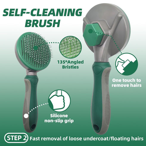 Dog Brush for Shedding, 7 PCS Grooming Brush Kit for De-furring, Slicker Brush, Undercoat Rake, and Nail Clipper