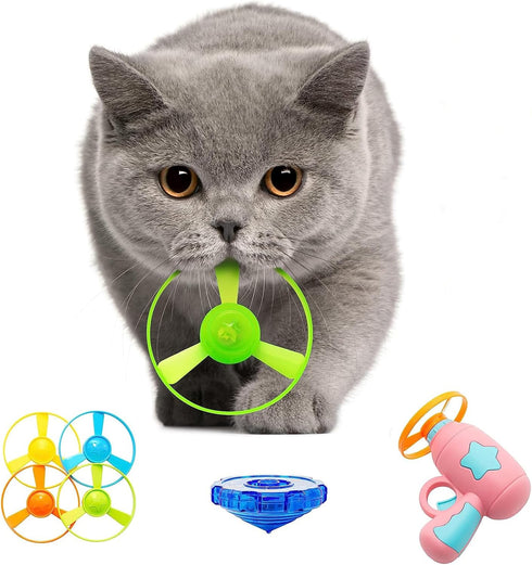 Cat Fetch Toys, Interactive Flying Cat Toy with 5 Flying Propellers,1 Spinning