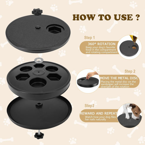 3 in 1 Rotatable Round Dog Nail Scratch Board with Treats Compartment, Stress-Free Scratch Pad for Dogs (Green)