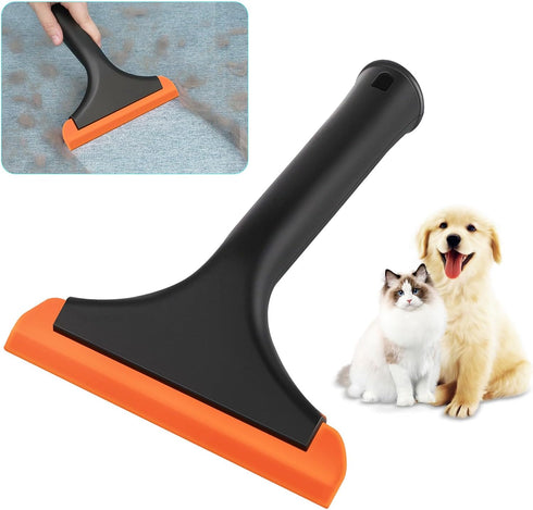 Silicone Pet Hair Removal, Rubber Carpet Rake with 8in Long Handle for Furniture, Couch, Carpet