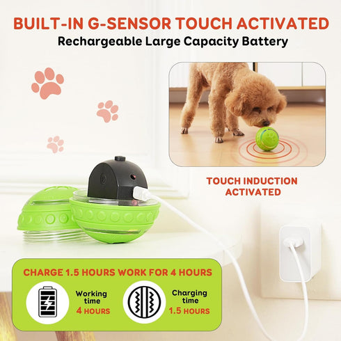 3.15 inches) Interactive Dog Toys Ball for Small & Medium Dogs, Durable Chew Toy for Aggressive Chewers, Automatic
