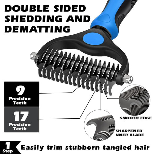 Augwind 7 1 in Pet Grooming Kit - Dog&Cat Comb, Deshedding Brush, Nail Clipper with File, Bath Brush - Premium Pet