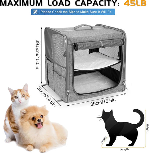 2 45 Lbs, Suertree Cat Carrier for Cats, Pet Travel Carrier for Cats and Small Dogs Up to Bowls, and Locking Zippers