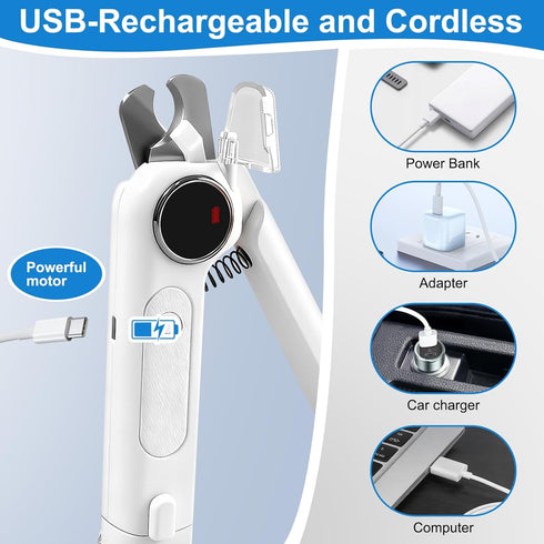 2-in-1 Trimmer 3 Dog Nail Clippers and Grinder, Electric Dog Nail for Large Medium Small Dogs & Cats with Speeds, USB