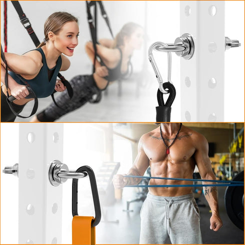 5/8" 1" J Bryant Heavy Duty Rack Anchor Stainless Steel Resistance Band Pegs with Large Carabiner for & Power Rack