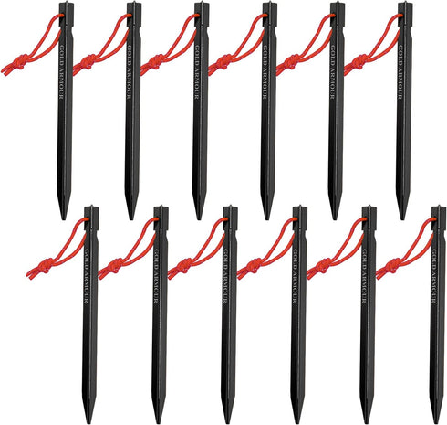 Gold Armour 12 Pack Heavy Duty Tent Stakes, Lightweight Camping Pegs for Outdoor Tent and Tarp Accessories