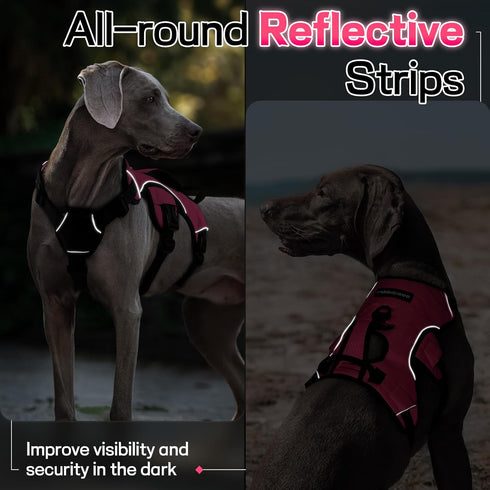 rabbitgoo Escape Proof Dog Harness, Soft Padded Full Body Vest, Reflective Adjustable No Pull for Large Dogs (XL, Pink)