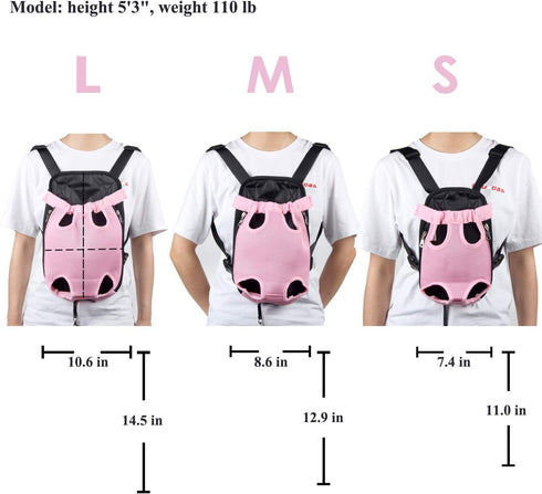 Dog Carrier - Pink Legs Out Front Pet Carrier Backpack - Comfortable Puppy Bag with Shoulder Strap for Travel Hiking