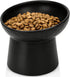 Elevated Cat Bowl Black, Tilted Angle Ceramic Food and Water Bowls for Cats and Small Dogs, 8 Ounces