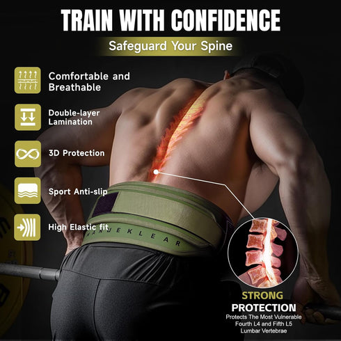 2-in-1 36.7 MANUEKLEAR Weightlifting Belt & Dip Belt with IN Rope, Double-Layer Weight Lifting Belts, Powerlifting Gym