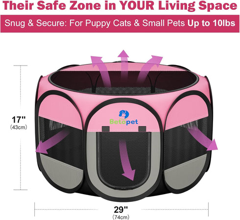 1) Playpen for Small Dogs Cats Crate: Puppy Play Pen Indoor Outdoor Foldable Potable Exercise Cage Pop up Kennel