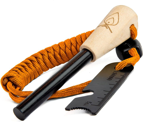 Fire Starter, 3/8" Thick Ferro Rod with Striker and Paracord Lanyard – Waterproof Flint Fire Steel for Camping, Hiking