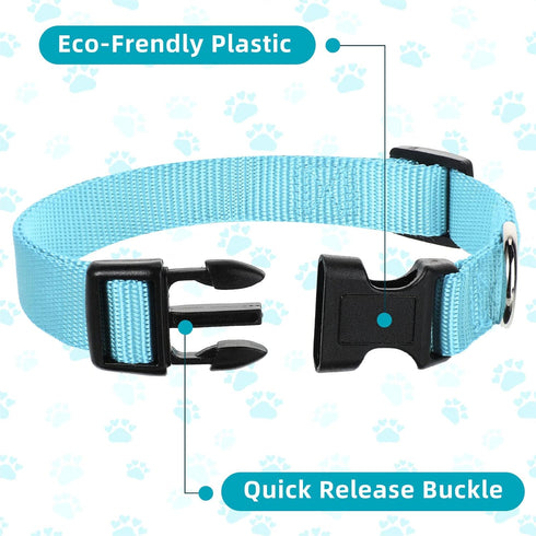 12 Pieces Adjustable Nylon Dog Collar Bulk with Quick Release Buckle for Walking, Running, Training - Medium
