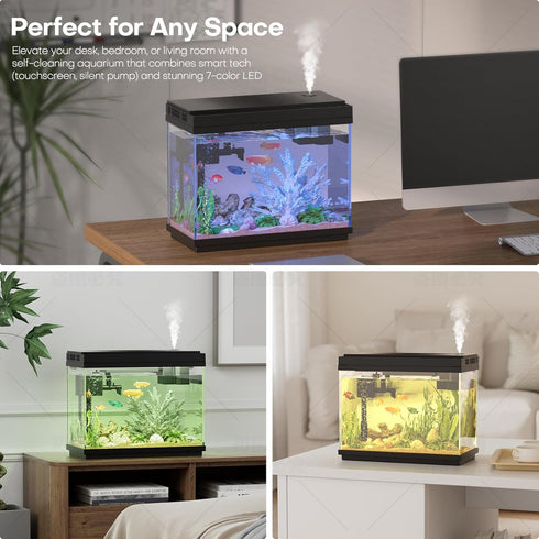 Xyingshine 2.5Gallon Control,7-Color LED,3-in-1 Fish Tank, Fish Aquarium,Self Cleaning Fish Tank Aquarium Starter
