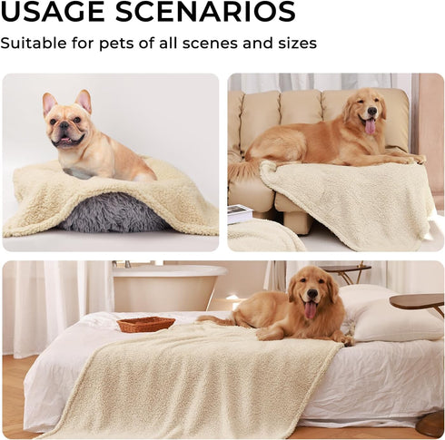 Luciphia Waterproof Dog Blanket, Soft Sherpa Calming Thick Blankets, Leakproof Cozy Pet Puppy Blanket for Medium Large