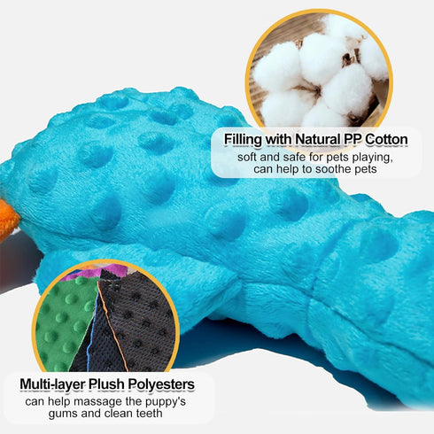 2 Pack Adpartner Squeaky Dog Toys, Dog Toy Duck Plush Crinkle Dog Toys for Small Medium Breeds, Interactive Pet Squeaky