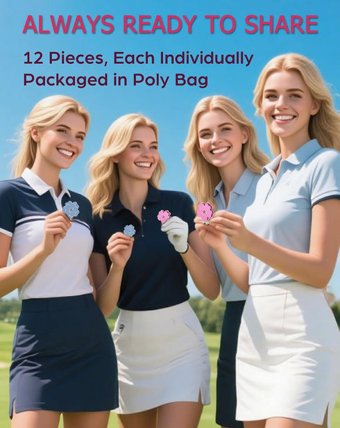 12-Piece Set Magnetic Golf Ball Marker with Flower Clips for Golf Enthusiasts