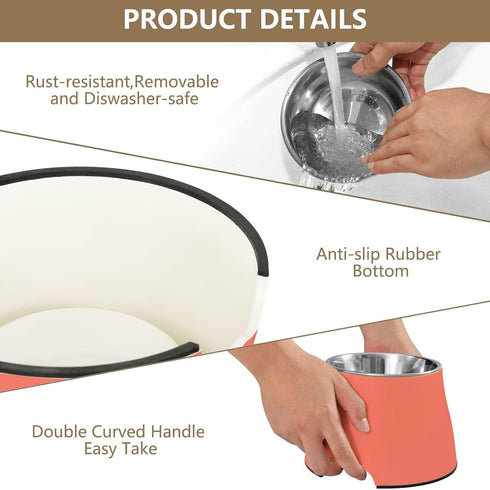 Salmon Stainless Steel Dog & Cat Bowls - Elevated Pet Feeding Essentials