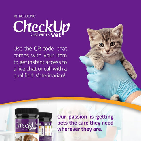 CheckUp Cat and Dog UTI Urine Test Strips, 3 Parameters CheckUp in 1 - pH, Nitrite and Leukocytes Levels x50