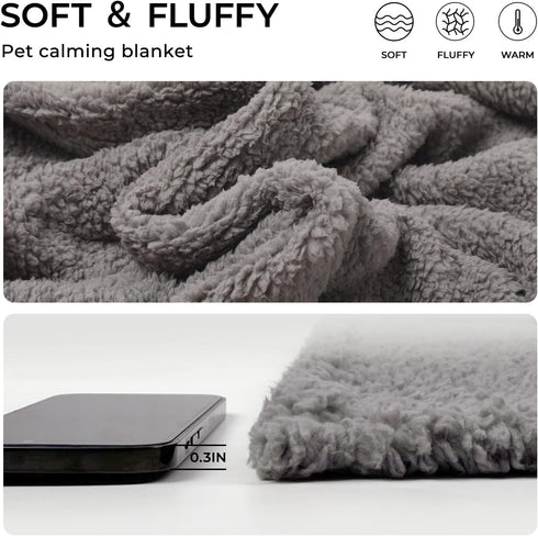 Luciphia Premium Fleece Dog Puppy Blanket, Soft Pet Sherpa Calming Cat Blanket Throw for Small Medium Dog Cat (Grey,