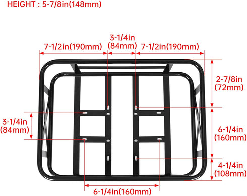 KUAFU Electric Bike Rear Basket - Compatible with Mukkpet GM/GL Series & Suburban, Large Capacity Steel