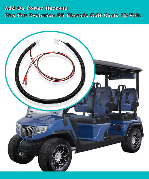 DYYYYD D5 12-Volt Add-On Power Harness Fits for Evolution Electric Golf Car Accessories, LED Lighting Kits