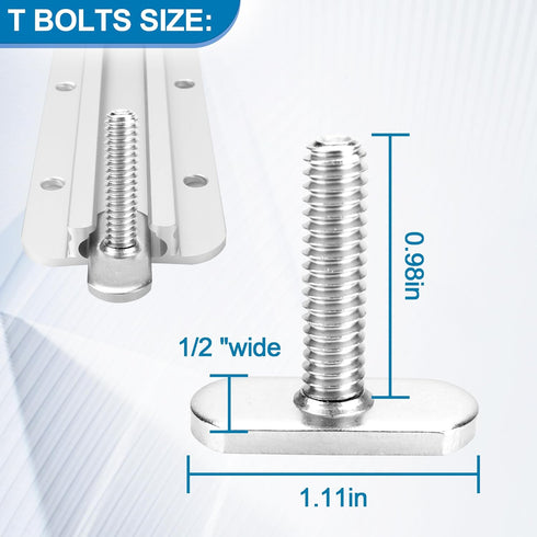 T Bolts for Kayak Track/Rail, Kayak Track Mount Accessories Screws 1 Inch Long, Nuts 1/2 Inch Wide, Kayak Hardware T-Slot Bolts 6 Pack