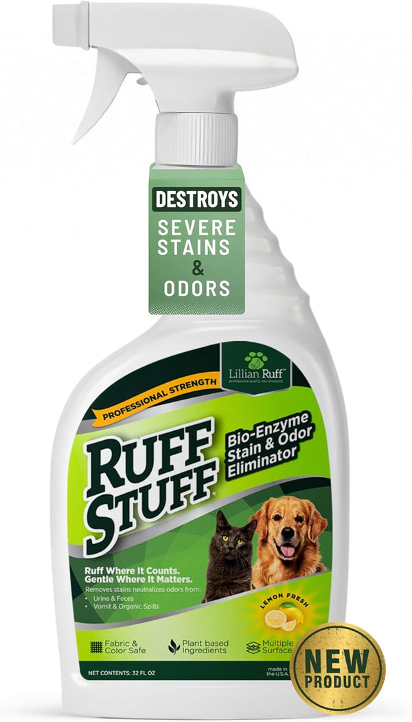 RUFF STUFF Max Strength BioEnzyme Stain Remover Spray & Pet Odor Eliminator:
