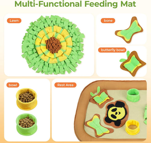 2IN1 28.3''x28.3'' Dog Bed Mat&Snuffle Mat for Dogs Large Breed, Interactive Puzzle Dog Food Mat, Easy to Clean