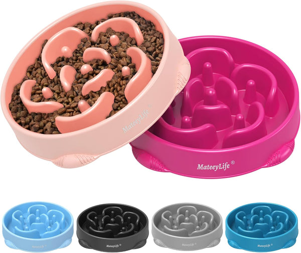 MateeyLife Large Slow Feeder Dog Bowls 2PCS - Anti-Choking Puzzle Non Slip Interactive Dog Feeding Bowls