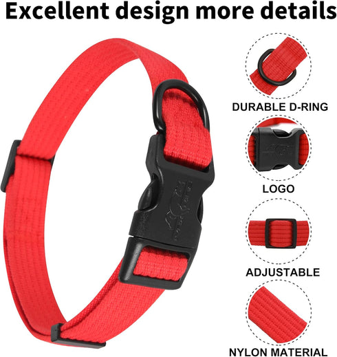 Soft Padded Breathable Cotton Dog Collar by lynxking, Solid Color Strong Adjustable Pet Collar for Little Puppy