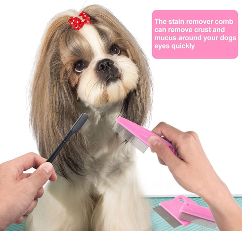 5 Pieces Dog Eye Combs, Tear Stain Remover Combs for Small Dogs, Gently Removing Eye Mucus (Pink, Black)