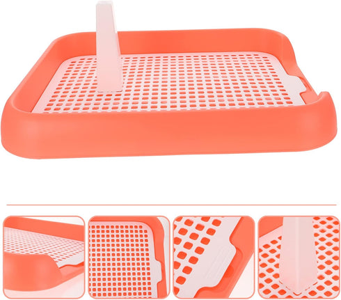 Mikikit Dog Potty Tray Toilet, Pet Toilet Training Potty Tray Portable Dog Litter Box Pad with Grid Puppy Trainer Pan