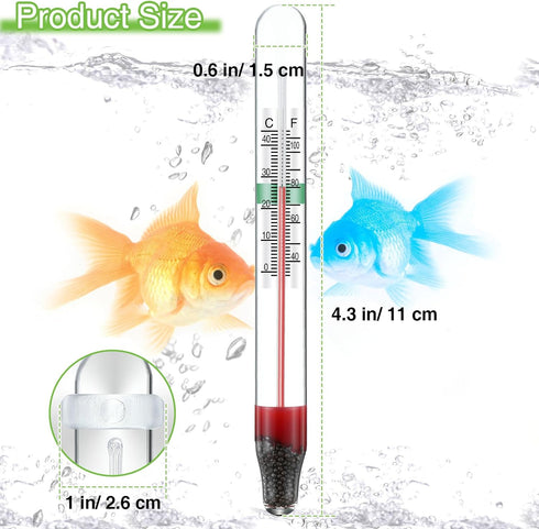 2 Dreyoo Pcs Floating Aquarium Thermometers, Floating Glass Aquarium Thermometer with Suction Cup, Mercury Free Large