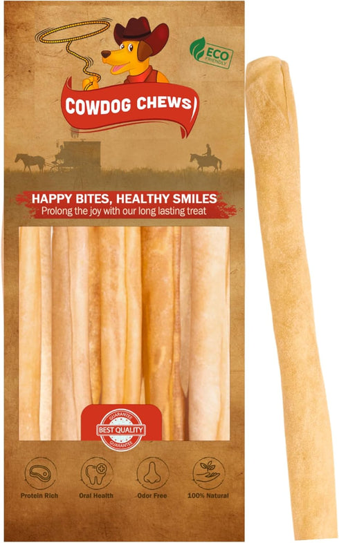 Collagen Sticks 12" (10 Pack) - Odor-Free, All Natural Dog Chews for Healthy Joints, Skin & Coat