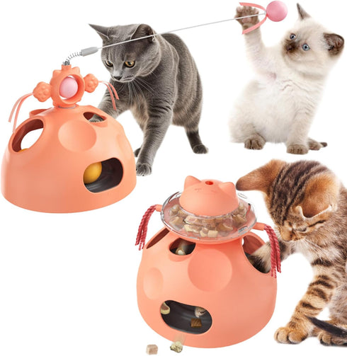 Interactive Cat Toy for Indoor Cats, 4-in-1 Modular Design with Cat Treats