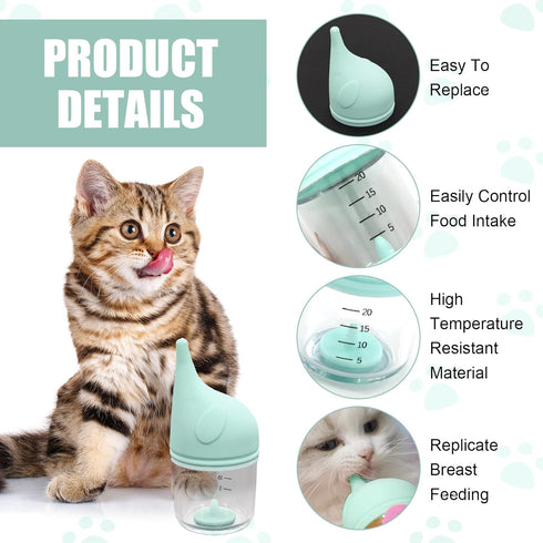 Mzario 2 Bottle(20ml) Pcs Kitten Bottle, Puppy Bottles for Nursing, Leak-Proof Squeezable Pet Feeding