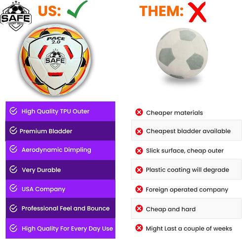 Pace 2.0 Soccer Ball, Professional Bladder, TPU Outer Shell, Size 5 All-Weather Soccer Ball