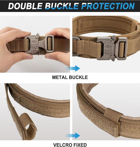 Tactical Dog Collar with USA American Flag, Heavy Duty Nylon K9 Adjustable Metal Buckle for Medium Large Dogs, Chew