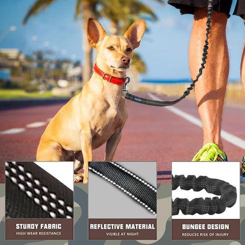 AUROTH Dog Leash, Heavy Duty Bungee, No Pull for Shock Absorption, Black Dog Training Leash for Medium Large Breed