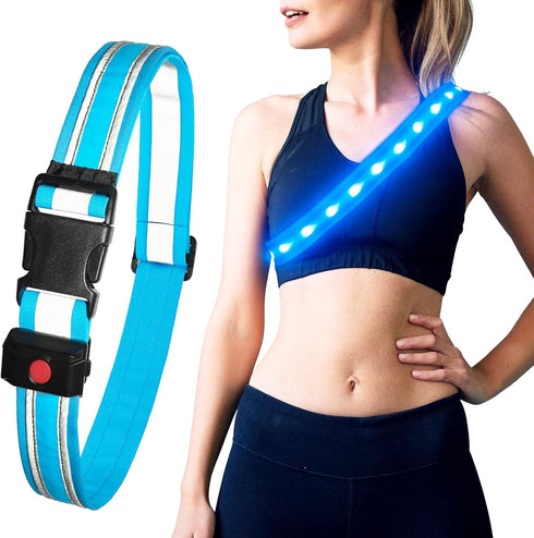 LED Running Belt, Reflective Light Up Waistband for Night Activities, Glowing LED Waist Light for Running